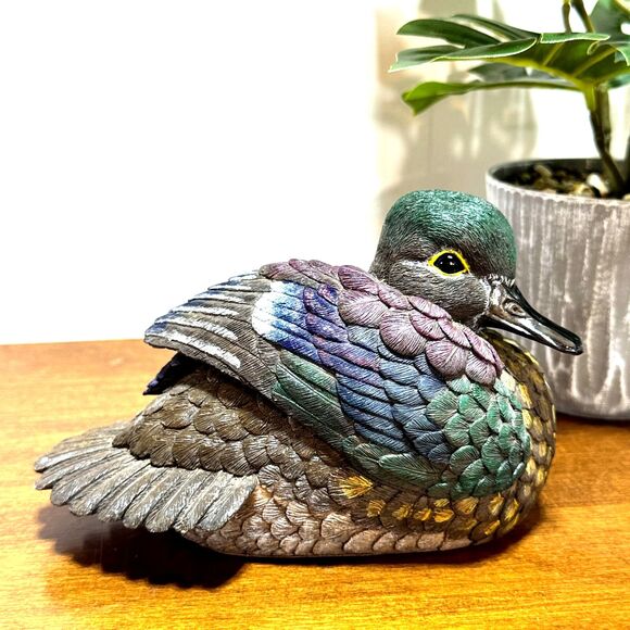 Herco Gift Widgeon Duck Figurine Heavy Colorful Knick Knack Figure - Picture 1 of 10